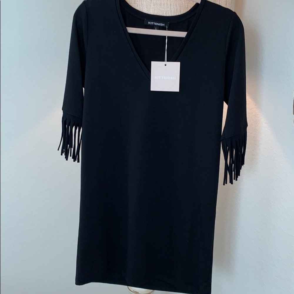 Kittenish | black fringe dress